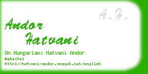 andor hatvani business card